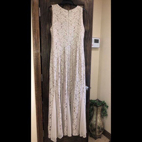Women’s Formal Dress Size 14 Evening Champagne RM Richards Lace Beaded Pearl C16 - Picture 7 of 12